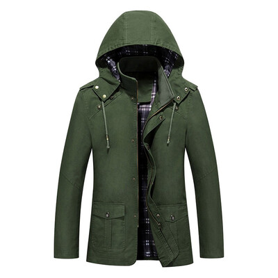 

Toponeto Mens Autumn Winter Casual Hooded Pure Color Jacket Button Outwear Coat Tops