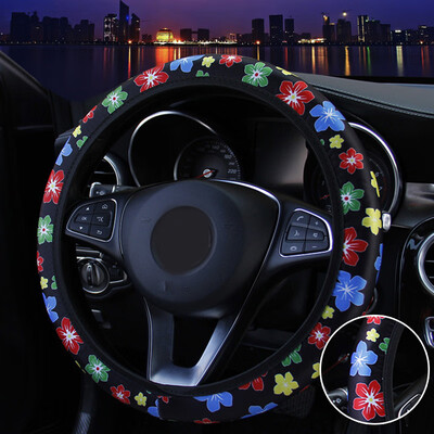 

38CM Flower Printed Car Steering Wheel Cover Protection For Women Laies Girls