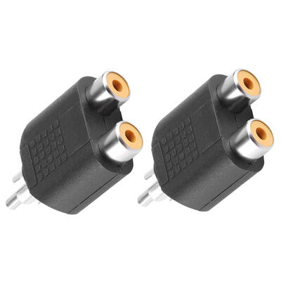 

2pcs RCA Splitter AV Audio Video Plug Converter 1 Male to 2 Female Adapter