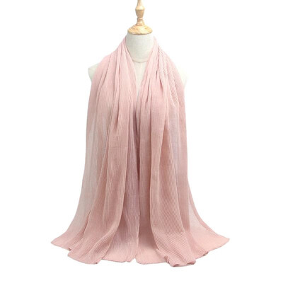 

Women Solid Pleated Scarf Hijabs Oversized Large Muslim Middle East Islam Long Scarves Shawls