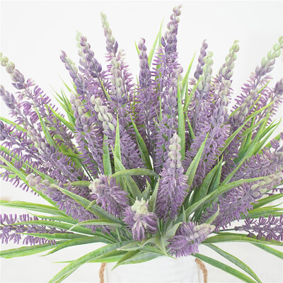 

7 Fork Lavender Artificial Flowers Home Wedding Decor Potted Bonsai Ornaments