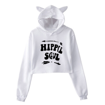 

Tailored Womens Winter Personality Cat Ears Lumbar Loose Fleece Hooded Sweatshirt