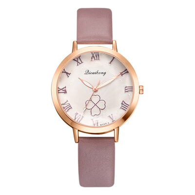 

Hot fashion fashion pu watch watch new lucky four-leaf clover watch ladies watch