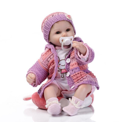 

Reborn Baby Doll Girl Silicone Baby Doll Eyes Open With Clothes Hair 16inch 40cm Lifelike Cute Gifts Toy Girl
