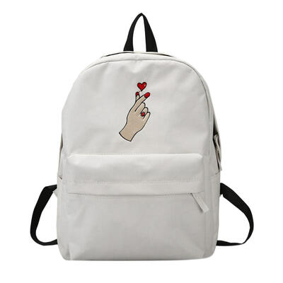 

Unisex Students Embroidered Roses Loves Canvas Backpack Casual School Bag