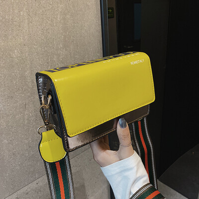 

Qiao Bani 2019 new Korean chic fashion hit color ribbon flip small square bag trend single shoulder diagonal handbag