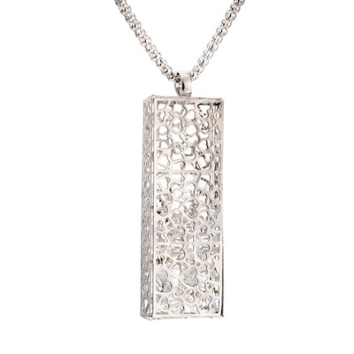 

Hollow Square Bar Necklace Cute Long Chain Dainty Pendant For Women