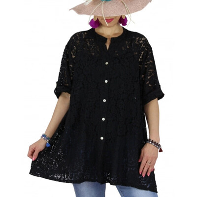 

Women Shirts Formal Hollowed Loose T-shirt Long Sleeve Blouse A Line Tops Floral