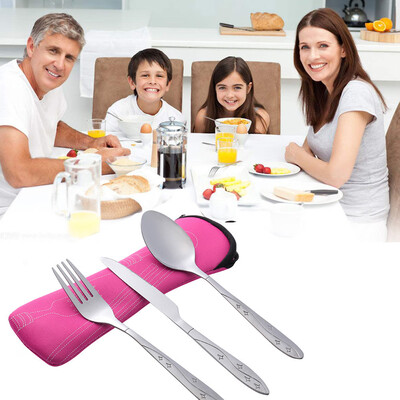 

Siaonvr 3 Pcs Stainless Steel Knifes Fork Spoon Family Travel Camping Cutlery Eyeful Hot