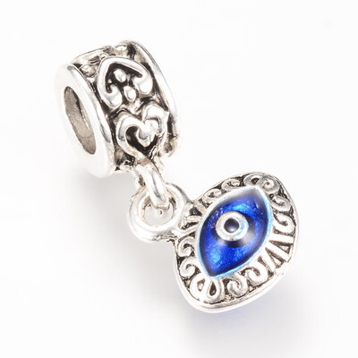 

Alloy Enamel European Dangle Beads Evil Eye Large Hole Pendants Antique Silver Blue 235mm Hole 5mm