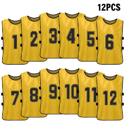 

12 PCS Adults Soccer Pinnies Quick Drying Football Team Jerseys Youth Sports Scrimmage Soccer Team Training Numbered Bibs Practice