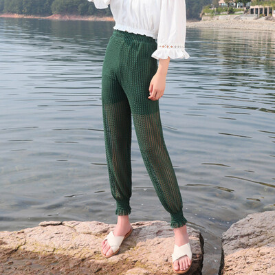 

Casual Elastic High Waist Harem Pants Summer Women Loose Mesh Pants Female Trousers