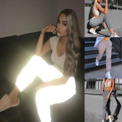 

Fashion Womens Casual Sport Reflective Dance Pants Gym Workout Cycling Trousers