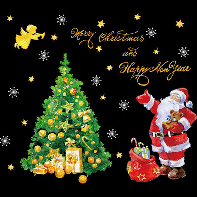 

1pcs Shop Display Window Wall Sticker Decoration Christmas Santa Pattern Gifts