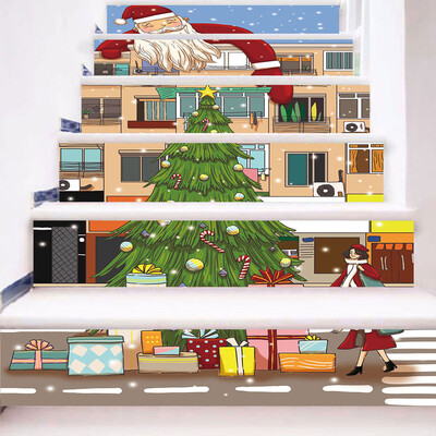

Toponeto Christmas 3D Simulation stair stickers Waterproof Wall Stickers DIY Home Decor