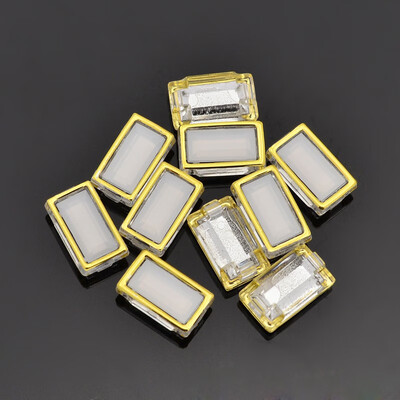 

Sew on Taiwan Acrylic Garment Accessories RectangleWhiteSmokeGolden12x7x5mm Hole 05mm