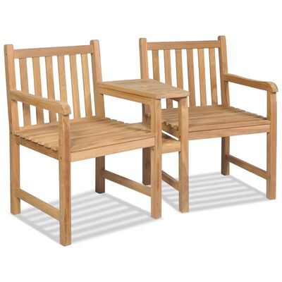 

Outdoor Chairs 2 pcs with Parasol Hole Solid Teak Wood