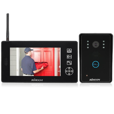 

KKmoon 24GHz 7 Wireless LCD Color Video Door Phone Intercom Doorbell Support Unlock Snapshot Record Night Vision Rainproof For