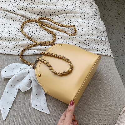 

Summer silk scarf bag female bag 2019 new Korean version of the wild single shoulder slung fashion bow chain shell bag