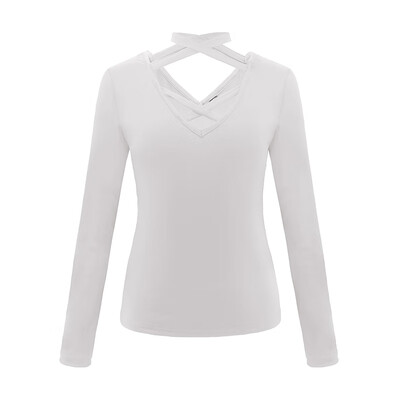 

Womens V-Neck Shirt Tops Ladies Long Sleeve Casual Slim T-Shirt Blouse Plus Size