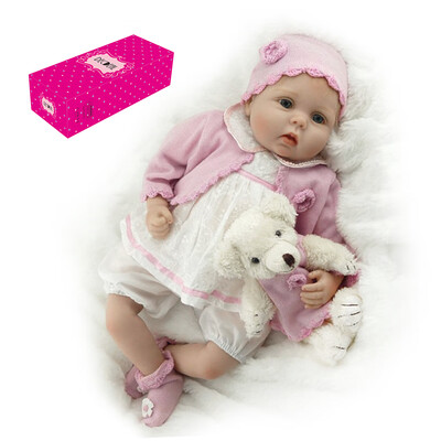 

Decdeal Reborn Baby Doll 22 inch Sweet Face Realistic Soft Touch Baby Girl Dolls Baby Gifts Birthday Set with Pink Sweater Hat and