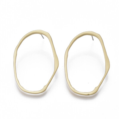 

Alloy Stud Earrings with Steel Pin Matte Style Oval Matte Golden 42x29mm Pin 07mm