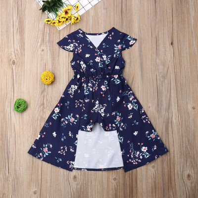 

Baby Girls Elegant Romper Dress Printed Flower Dress Toddler Dresses Country Style