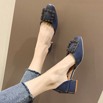 

Sweet Beauty Shoes Low Upper Shoes Overlay Foot Shallow Mouth Shoes Square Button Low-heeled Autumn Single Shoes Candy-colore
