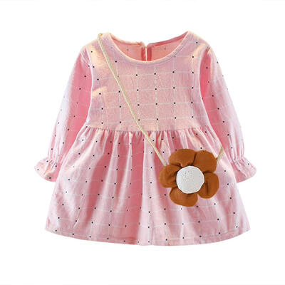 

Plaid Print Dress Girls Kids Spring O-neck Long Sleeve Princess Dresses