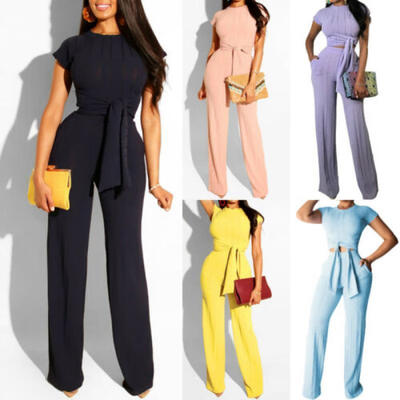 

Women 2 Piece Set Crop Top&Pants Bodycon Outfits Long Pants Beach Jumpsuit