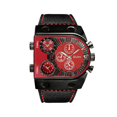 

Gobestart Sports Mens Quartz Analog Clock Three Time Zone Dial Design Stylish Black Watch