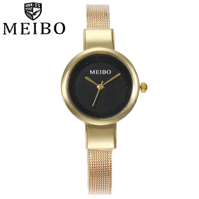 

MEIBO Fashion Women Spuer Slim Silver Mesh Belt Quartz Watch Casual Ladies Stainless Steel Watch Clock Relogio Feminino 533