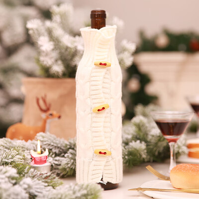 

Christmas Decoration Retro Knitting Long Button Wine Bottle Cover Clothes