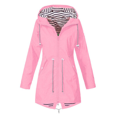 

Roseonmyhand Womens Solid Rain Jacket Outdoor Jackets Waterproof Hooded Raincoat Windproof