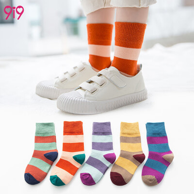 

9i9 5 double autumn&winter striped baby socks 1900303 B models 6-8 years old