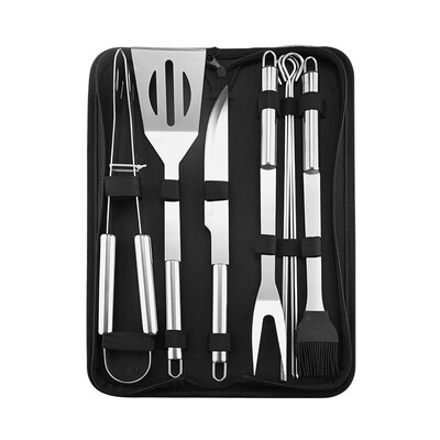 

1 Set Household Light Weight Outdoor Portable Multi-functional Practical Stainless Steel Portable Tote BagBarbecue Tool Sets