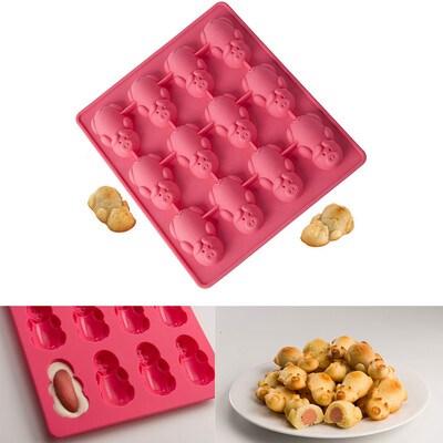 

Siaonvr New 1PC Multifunction 12 Little Pig Silicone Cake Baking Pink Mould