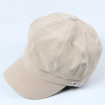 

Hat womens winter Korean style8-angle cap autumn&winter face-showing thin-and-thin-letter embroidery black ducks cap
