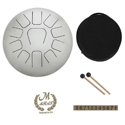 

12 Inch Steel Tongue Drum 11-Tone Hand Pan Drum Stainless Steel Percussion Instrument with Drum Mallets Carry Bags Note Sticks