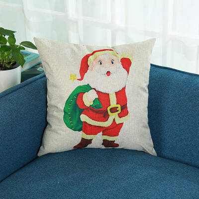 

Tailored Merry Christmas Print Pillowcase Linen Cotton Sofa Cushion Cover Home Decor