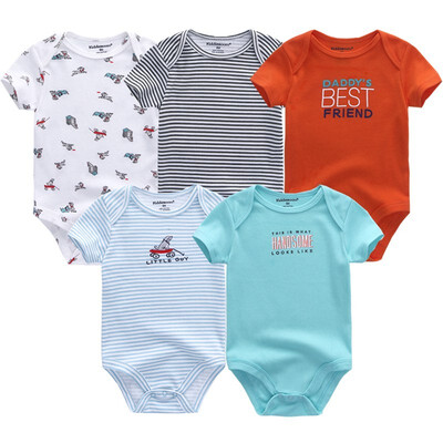 

5Pcslot Babywear Unisex Baby Girls Clothes Bodysuits Short Sleeve Solid Baby Boys Clothes Rompers Cotton For Babies Newborn 0-12M