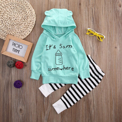 

Newborn Baby Boy Girl Clothes Coat Hoodie TopsPant Leggings 2pcs Outfits Set