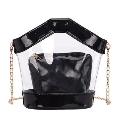 

Casual Women Ladies Clear PVC Chain Shoulder Handbags Messenger Bucket Bags