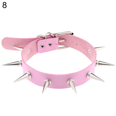 

Women Fashion Alloy Rivet Spike Faux Leather Choker Short Necklace Punk Jewelry