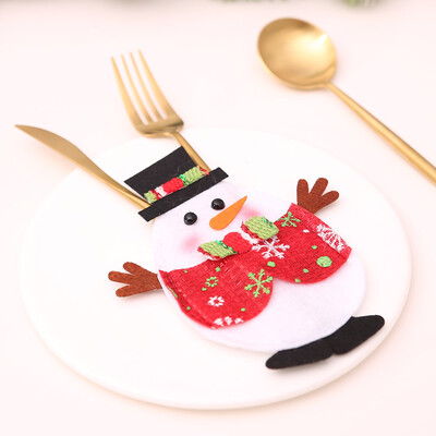 

Toponeto 1PC Xmas Decor Tableware Set Bag Holder Christmas Dinner Table Layout Supplies