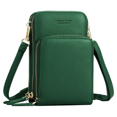 

Fashion Women Solid Color Faux Leather Card Phone Holder Crossbody Shoulder Bag
