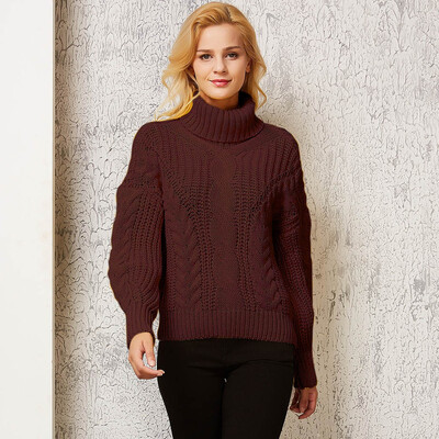 

〖Follure〗Womens Fashion Long Sleeve Turtle Cowl Neck Knitted Sweater Wrap Pullover