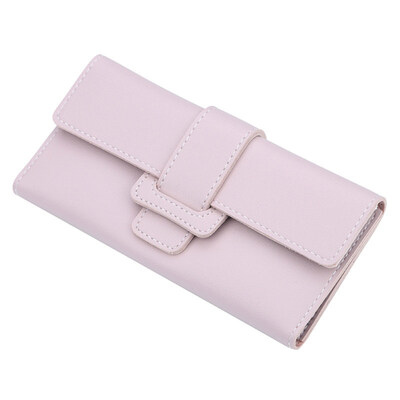 

Solid Color Faux Leather Women Long Purse Card Cash Phone Holder Clutch Bag