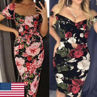 

New Fashion Women Short Sleeve Dress Lady Sexy Evening Party Holiday Beach Dress