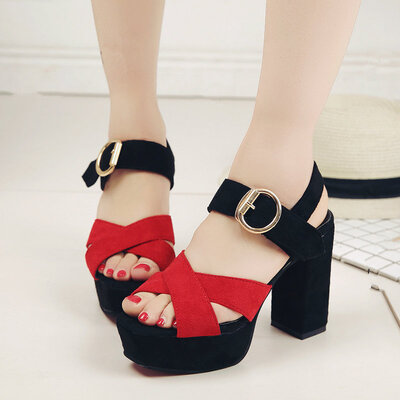 

Princess shoes high-heeled shoes high-heeled shoes womens water-proof platform white&2018 summer Korean tide